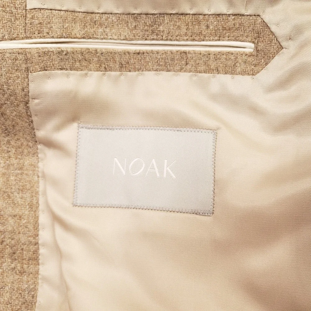 NOAK Suit Men 42R 38W Tan British Mallalieus Wool Tweed Pleated Two Button